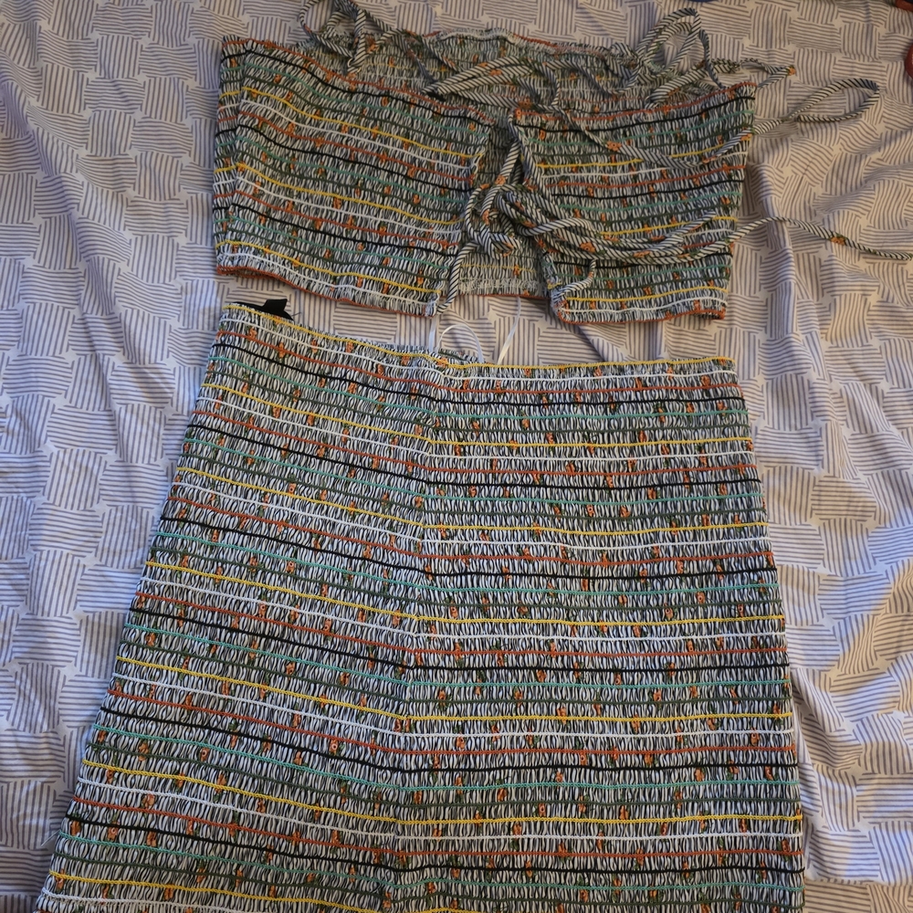 Colorful Striped Women's Skirt Set